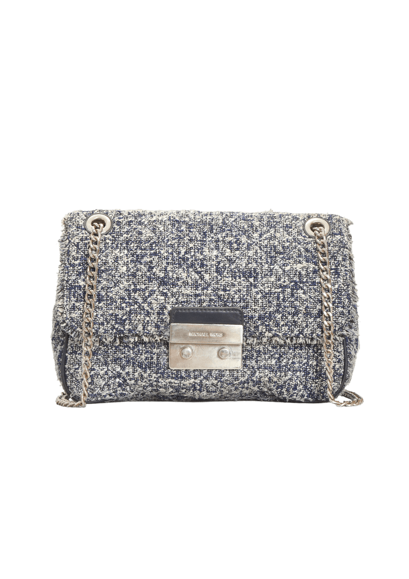 BOLSA MICHAEL KORS SLOAN TWEED BAG AZUL ORIGINAL Gringa