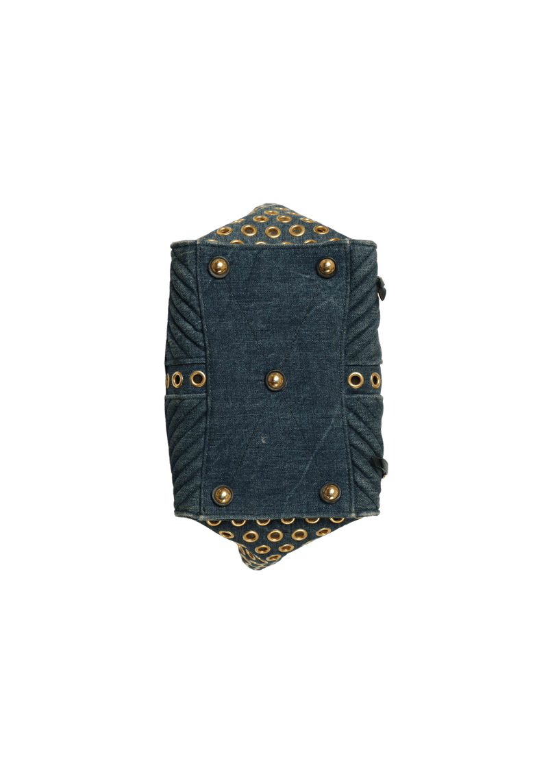 MATELASSE DENIM GROMMET BIKER