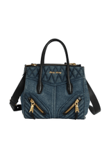MATELASSE DENIM GROMMET BIKER