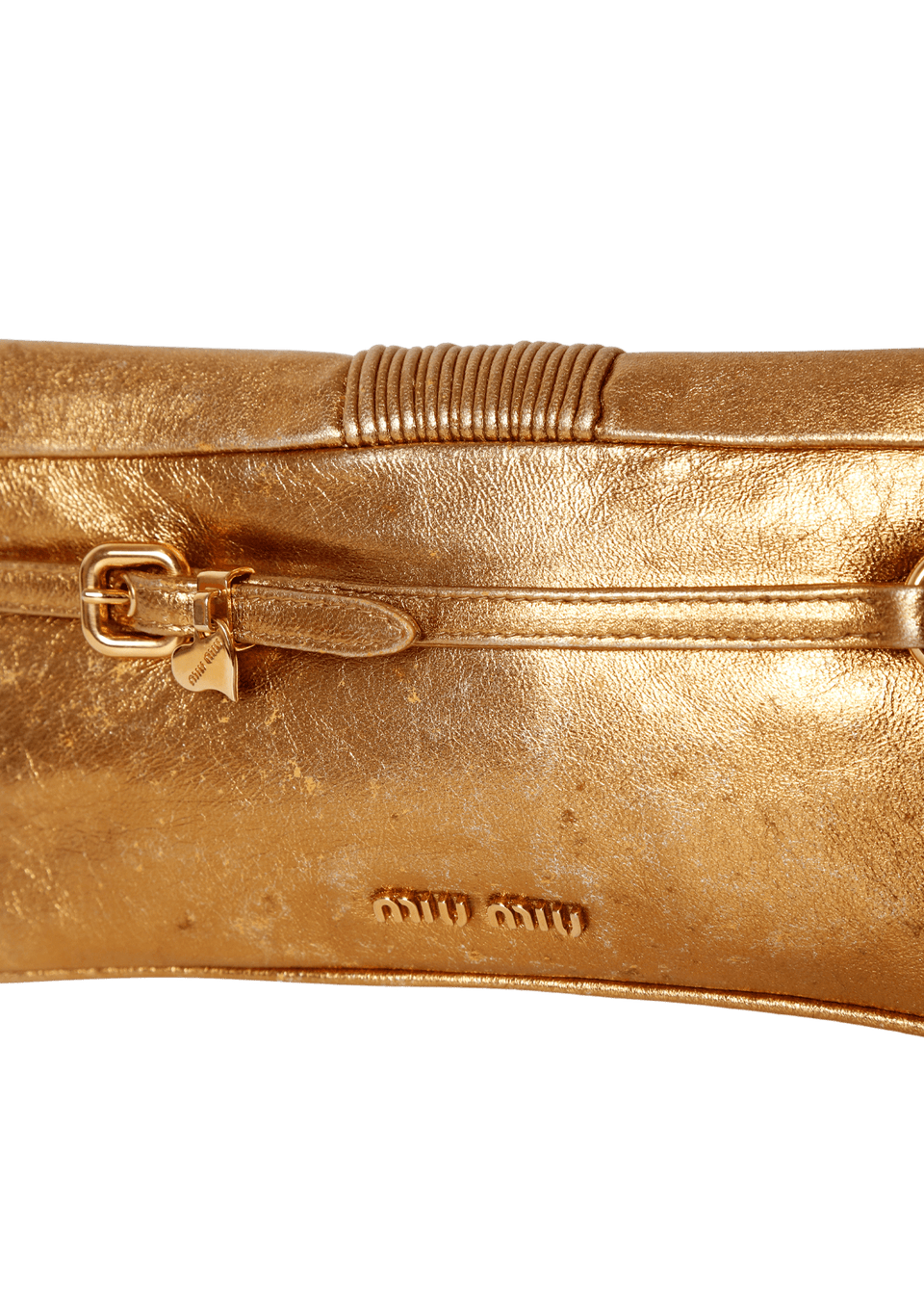 BOLSA MIU MIU METALLIC CLUTCH DOURADA – Gringa