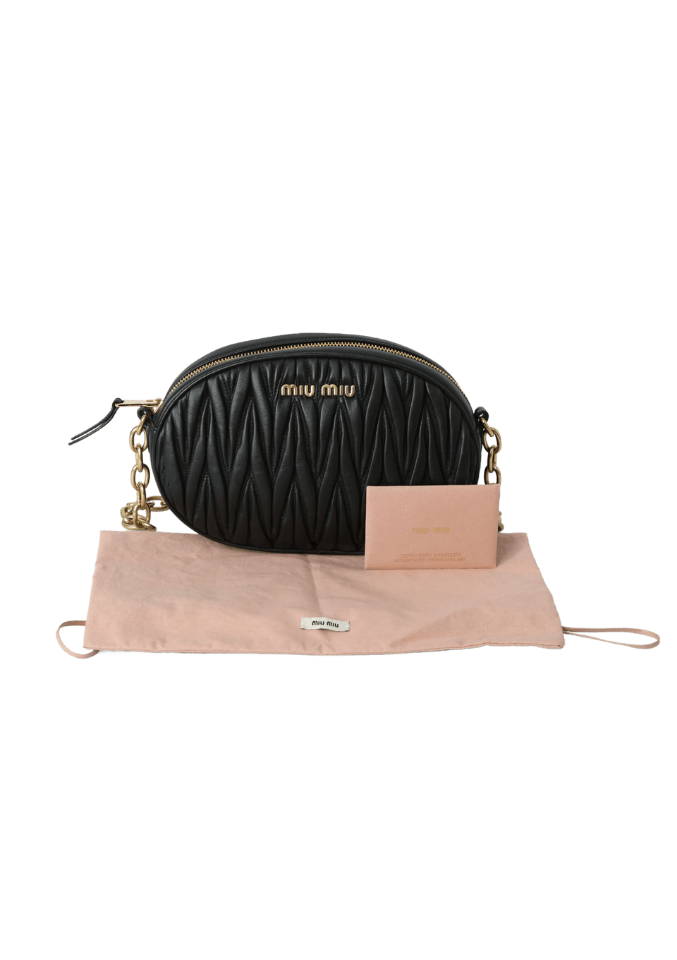BOLSA MIU MIU NAPPA MATELASSE CAMERA BAG PRETA – Gringa