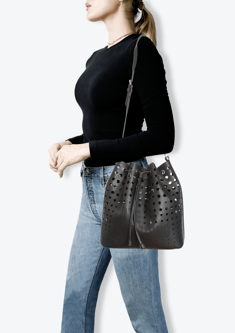 LOVE PERFORATED BUCKET BAG