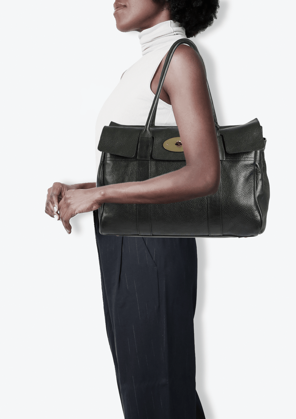 BOLSA MULBERRY BAYSWATER LEATHER BAG PRETO ORIGINAL – Gringa