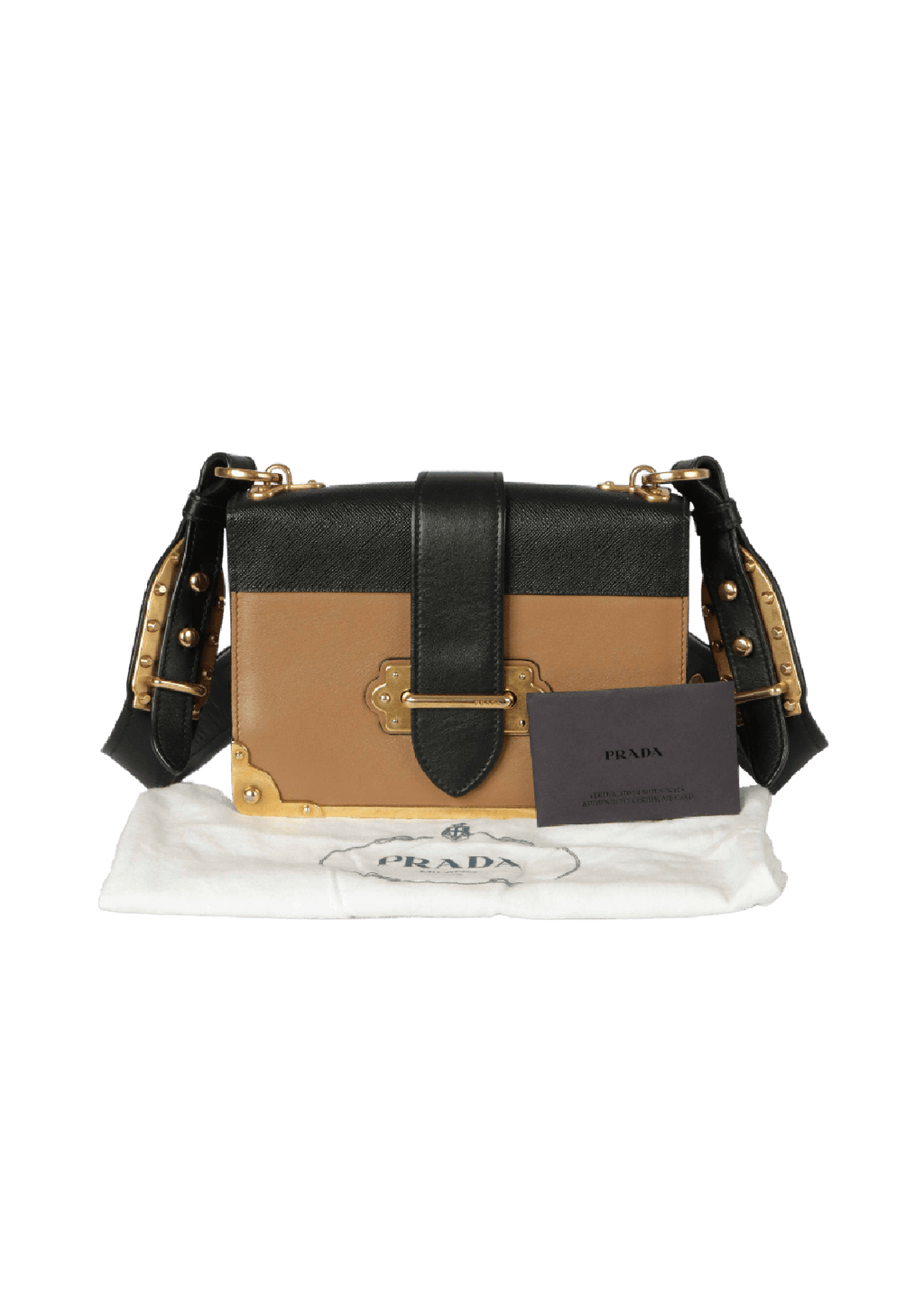 BOLSA PRADA BICOLOR CAHIER BAG CARAMELO ORIGINAL – Gringa