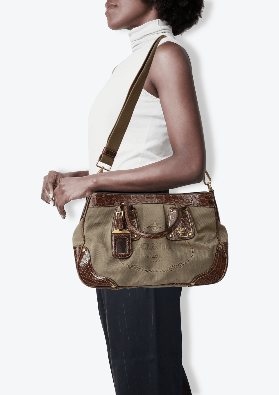 BOLSA PRADA CANAPA CANVAS SHOULDER BAG MARROM – Gringa BOLSA PRADA CANAPA CANVAS SHOULDER BAG MARROM – Gringa