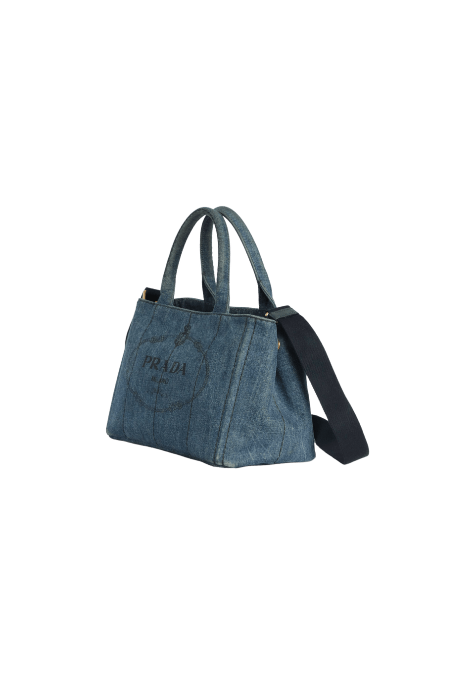 BOLSA PRADA DENIM CANAPA LOGO TOTE AZUL ORIGINAL – Gringa