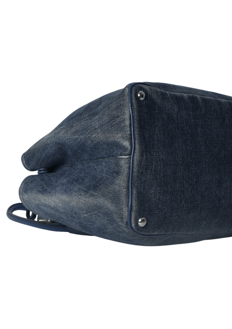 DENIM SAFFIANO DOUBLE CUIR BAG