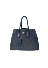 DENIM SAFFIANO DOUBLE CUIR BAG