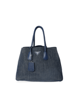 DENIM SAFFIANO DOUBLE CUIR BAG