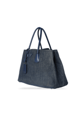 DENIM SAFFIANO DOUBLE CUIR BAG