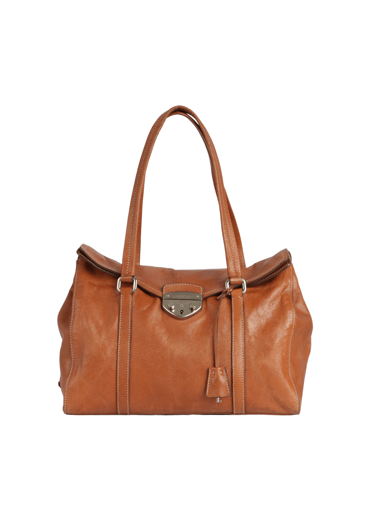 BOLSA PRADA EASY FOLDOVER PUSHLOCK SHOULDER BAG CARAMELO ORIGINAL
