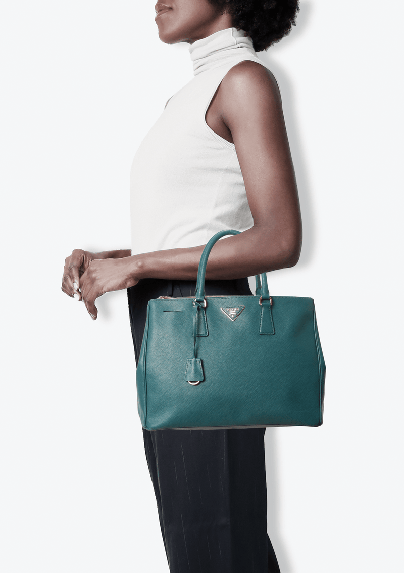 Bolsa Prada Galleria Verde Original Feminino Couro Autêntico