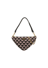 MINI TRIANGLE JACQUARD AND LEATHER BAG