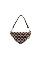 MINI TRIANGLE JACQUARD AND LEATHER BAG