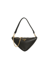 MINI TRIANGLE JACQUARD AND LEATHER BAG