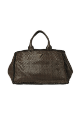 OPEN MADRAS WOVEN TOTE