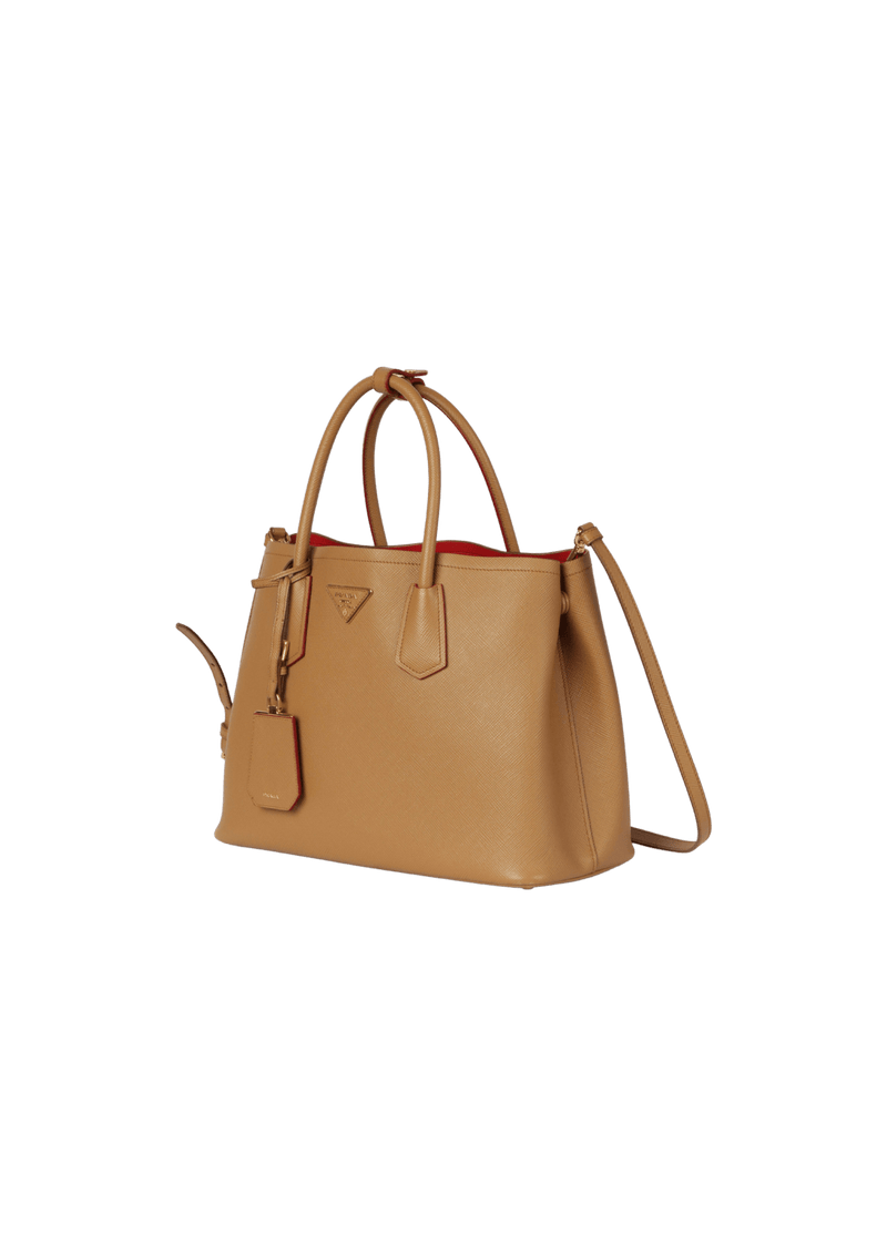 BOLSA PRADA LARGE SAFFIANO CUIR DOUBLE TOTE BEGE ORIGINAL – Gringa