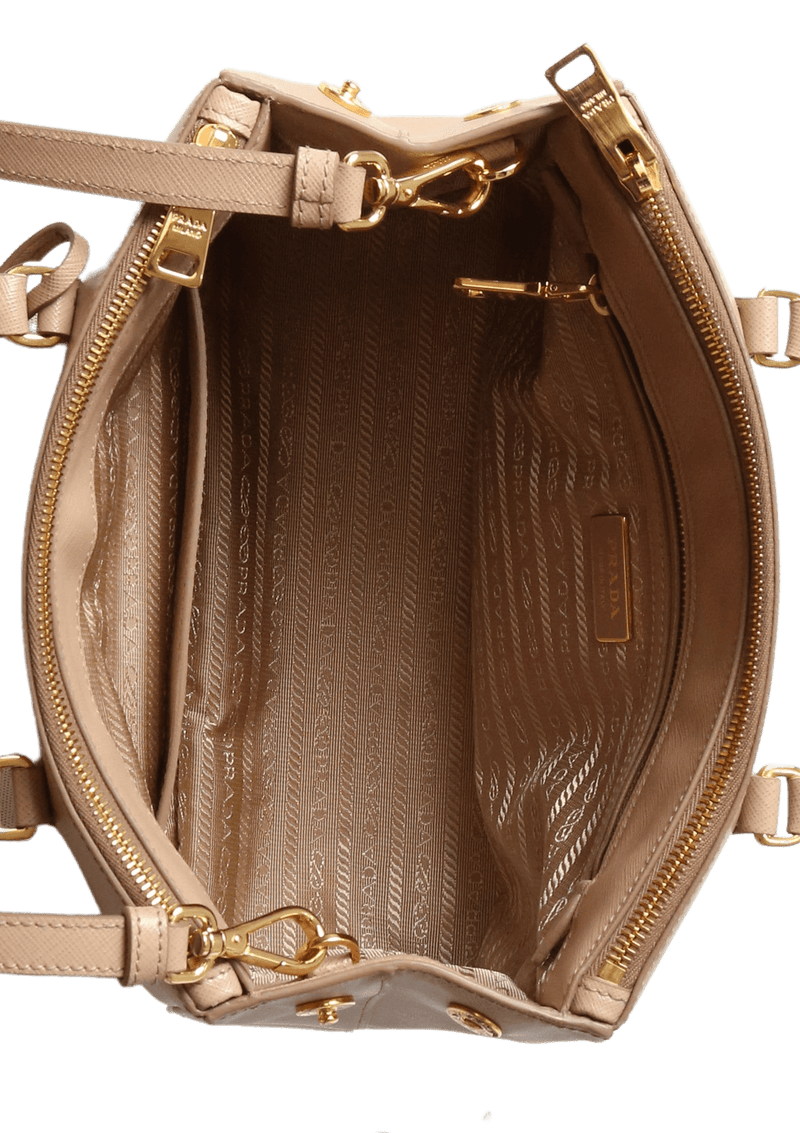 SMALL SAFFIANO LUX DOUBLE ZIP GALLERIA SATCHEL