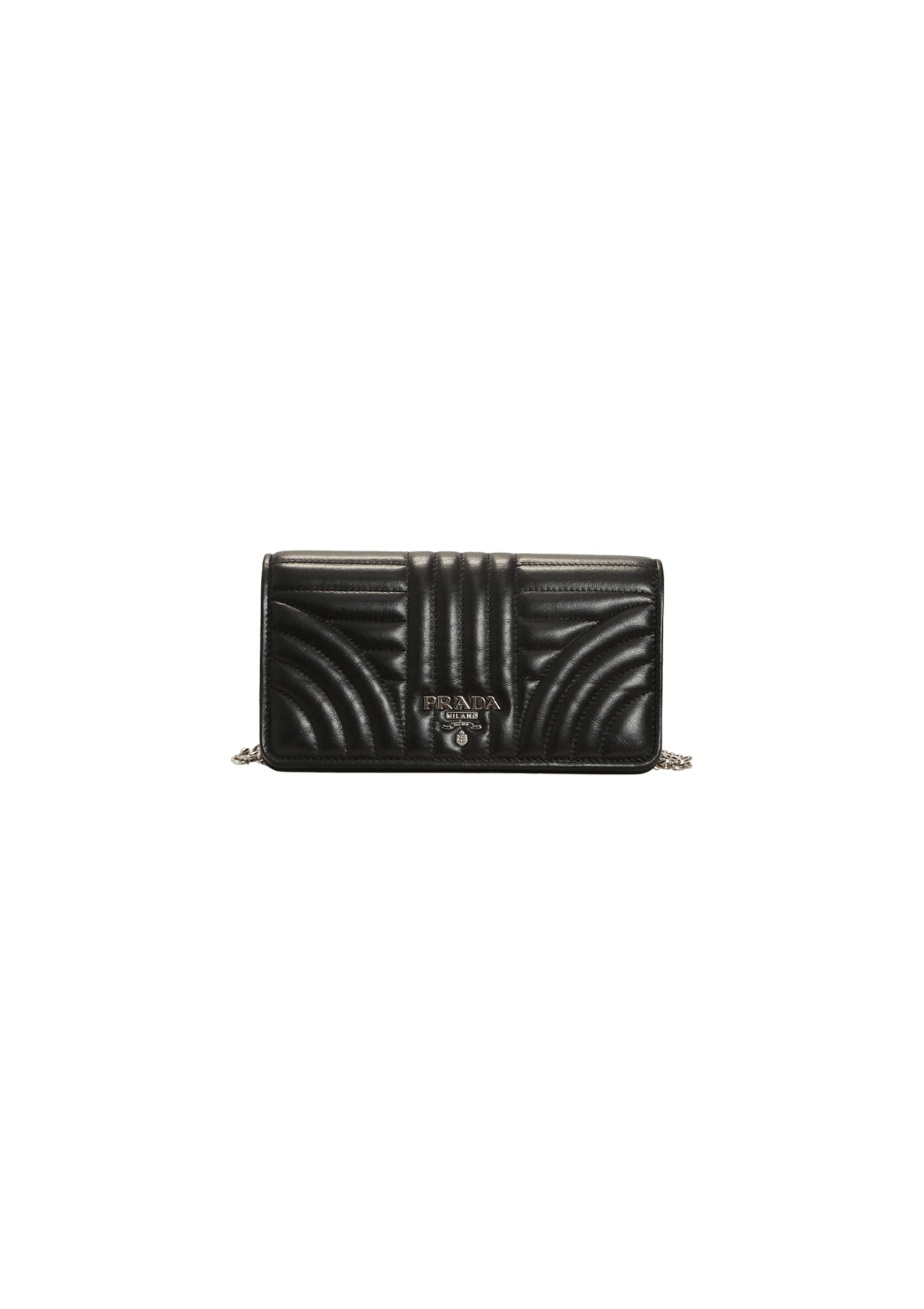 BOLSA PRADA SOFT CALF DIAGRAMME WALLET ON CHAIN PRETO ORIGINAL Gringa