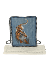 DENIM EMBROIDERED FALABELLA BAG