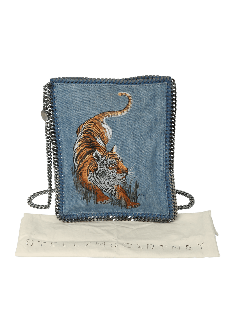 DENIM EMBROIDERED FALABELLA BAG