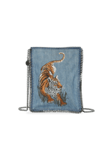 DENIM EMBROIDERED FALABELLA BAG