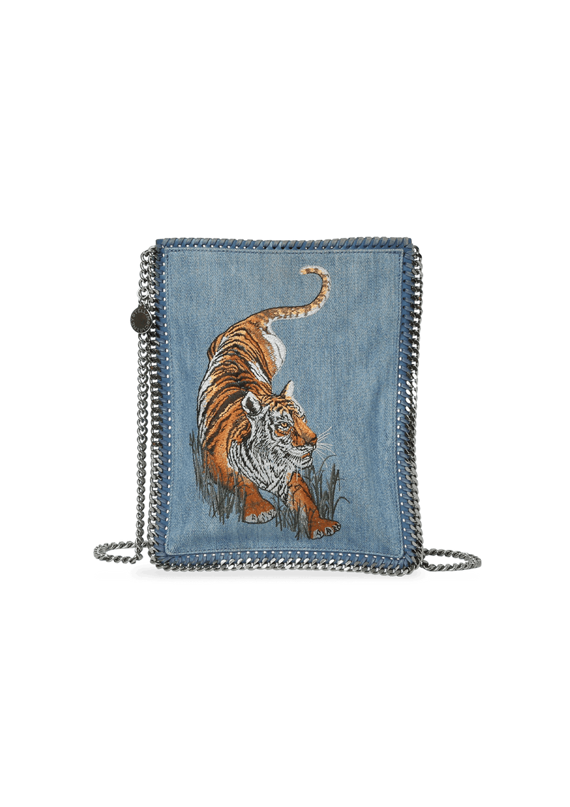 DENIM EMBROIDERED FALABELLA BAG