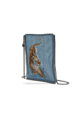 DENIM EMBROIDERED FALABELLA BAG