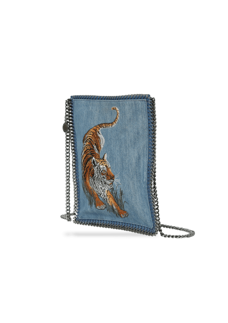 DENIM EMBROIDERED FALABELLA BAG