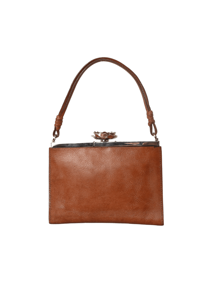 CAMEL FLOWER TOP HANDLE BAG