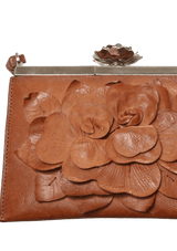 CAMEL FLOWER TOP HANDLE BAG