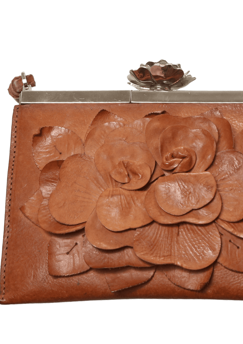 CAMEL FLOWER TOP HANDLE BAG