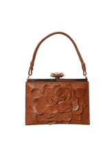 CAMEL FLOWER TOP HANDLE BAG