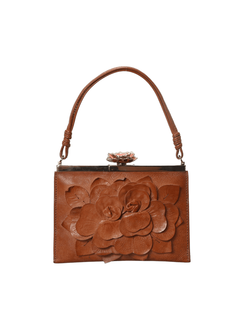 CAMEL FLOWER TOP HANDLE BAG