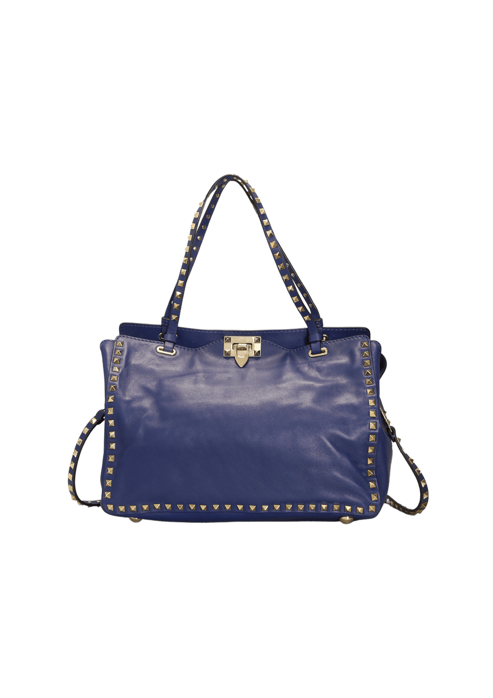 BOLSA VALENTINO MEDIUM TRAPEZE ROCKSTUD TOTE AZUL ORIGINAL – Gringa