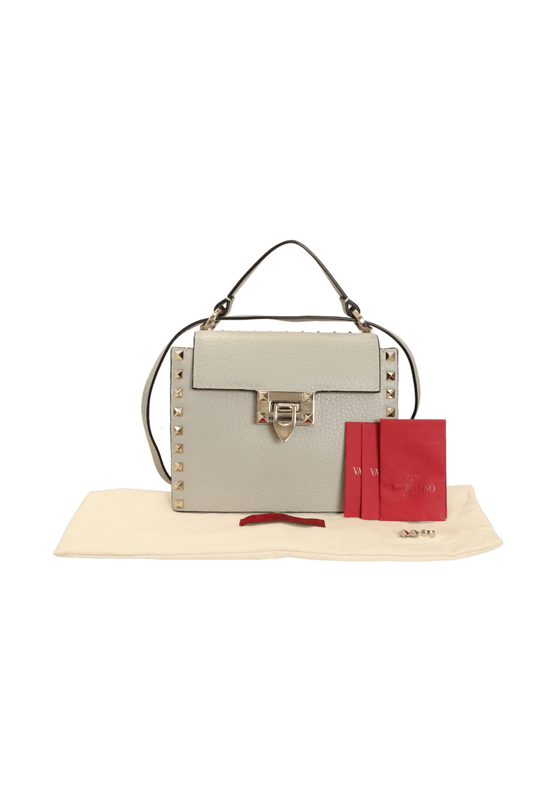 ROCKSTUD OVERLAY FLAP TOP HANDLE BAG