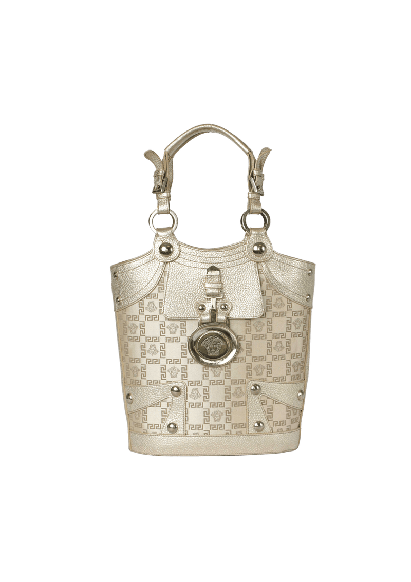 BOLSA VERSACE VINTAGE MONOGRAM TOTE BAG DOURADO ORIGINAL Gringa