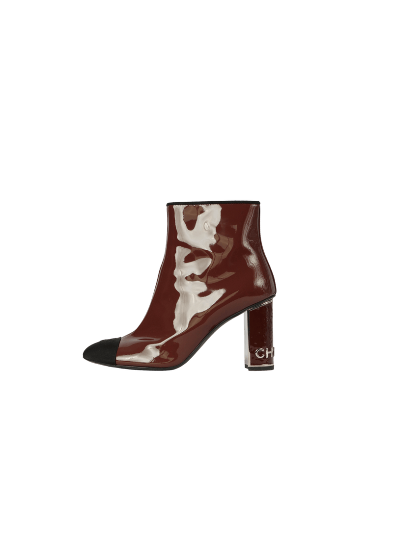 CC LOGO PATENT LEATHER BOOTS 37.5