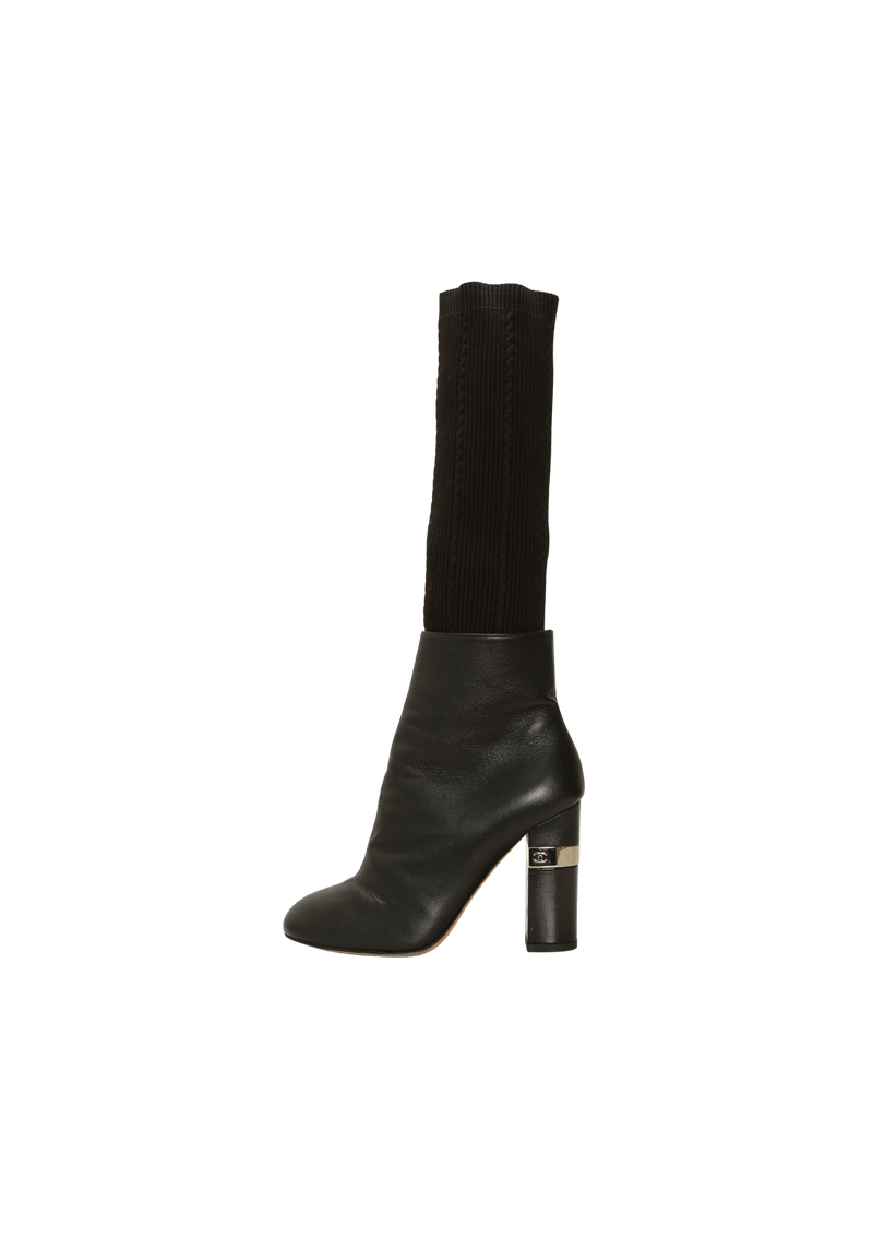 LEATHER ANKLE SOCK BOOTS 35