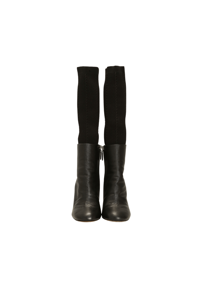 LEATHER ANKLE SOCK BOOTS 35