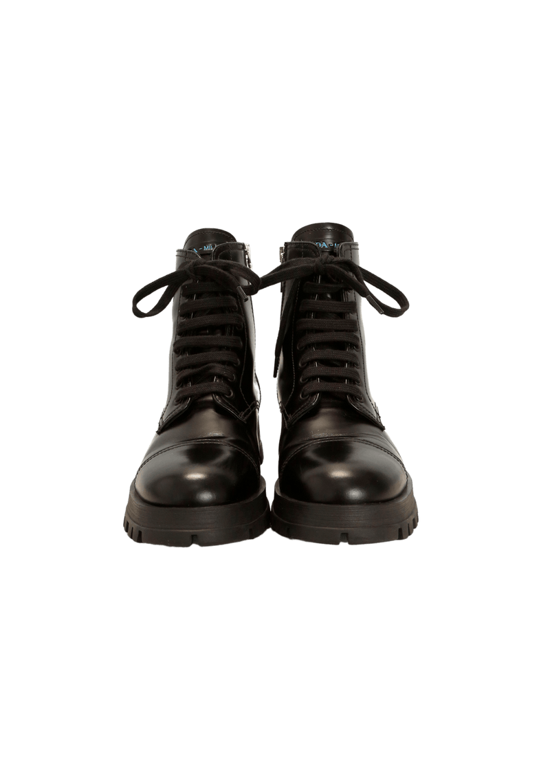 LEATHER COMBAT BOOTS 35.5