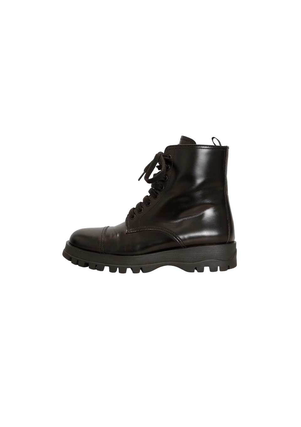 BOTA PRADA LEATHER COMBAT BOOTS 35.5 PRETO ORIGINAL – Gringa