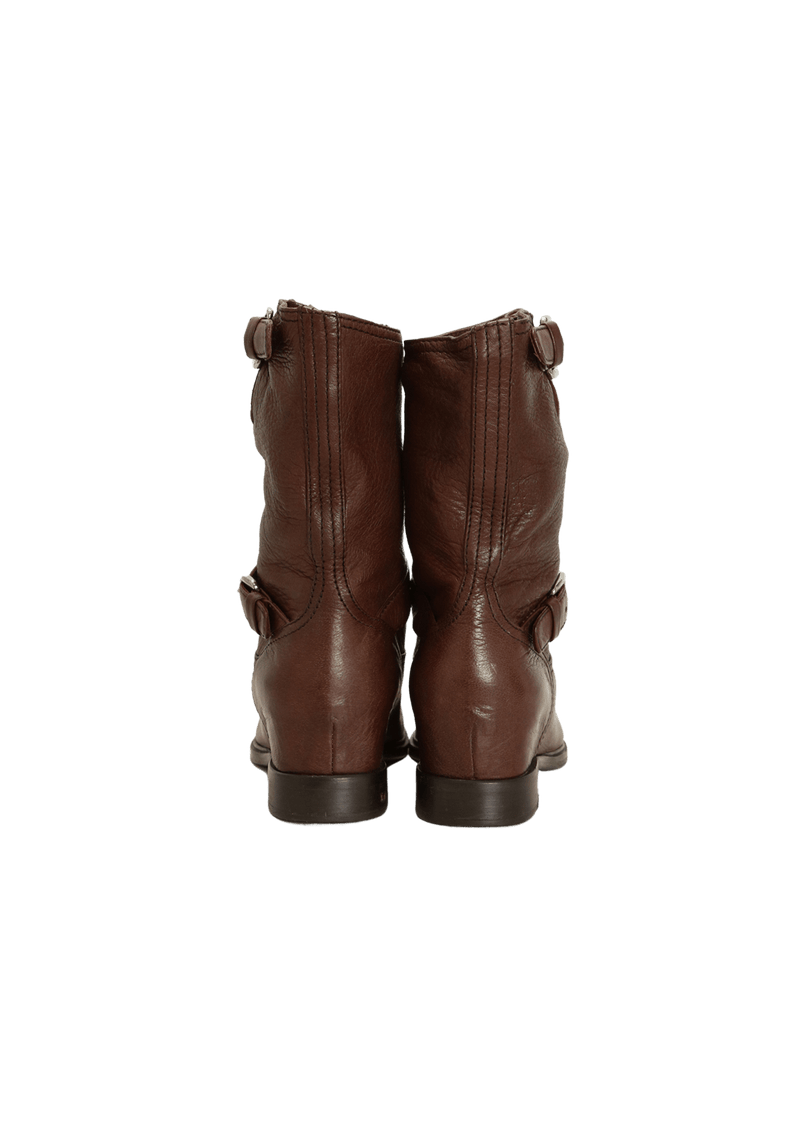 LEATHER DOUBLE BUCKLE BOOTS 34