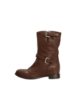 LEATHER DOUBLE BUCKLE BOOTS 34