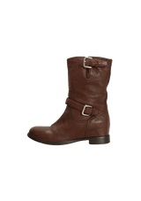 LEATHER DOUBLE BUCKLE BOOTS 34