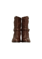 LEATHER DOUBLE BUCKLE BOOTS 34