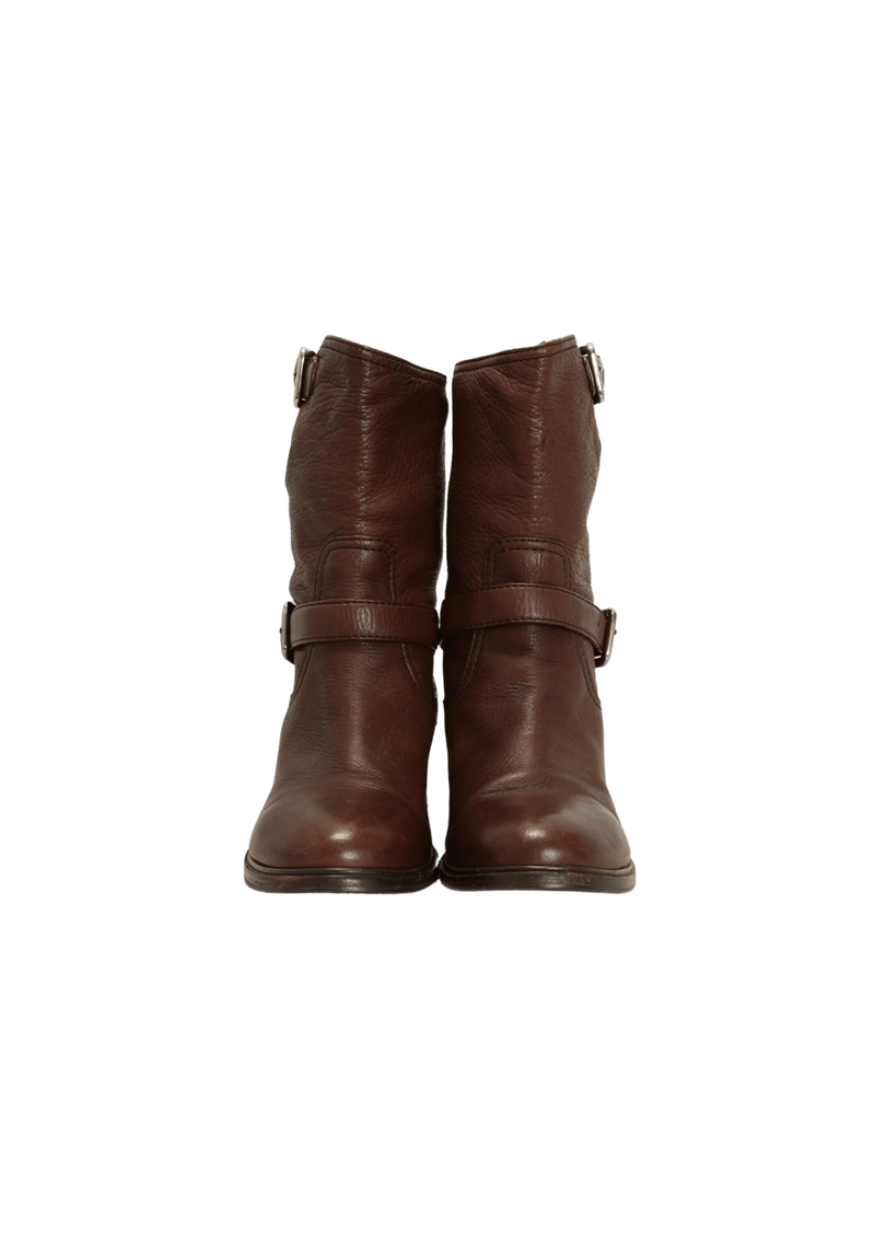 LEATHER DOUBLE BUCKLE BOOTS 34