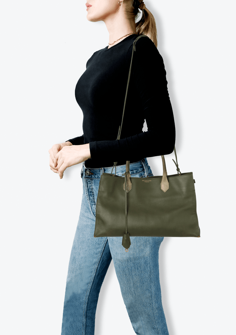 PADLOCK SNAKESKIN TOP HANDLE WORK TOTE