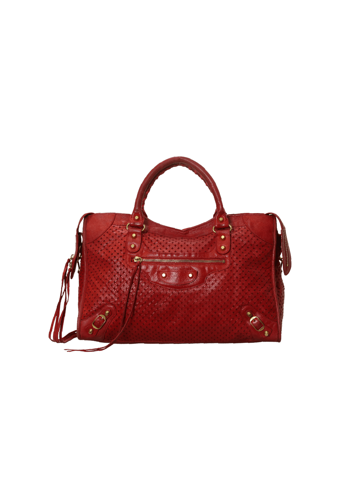 Bolsa Balenciaga Perforated Motocross Classic City Vermelha