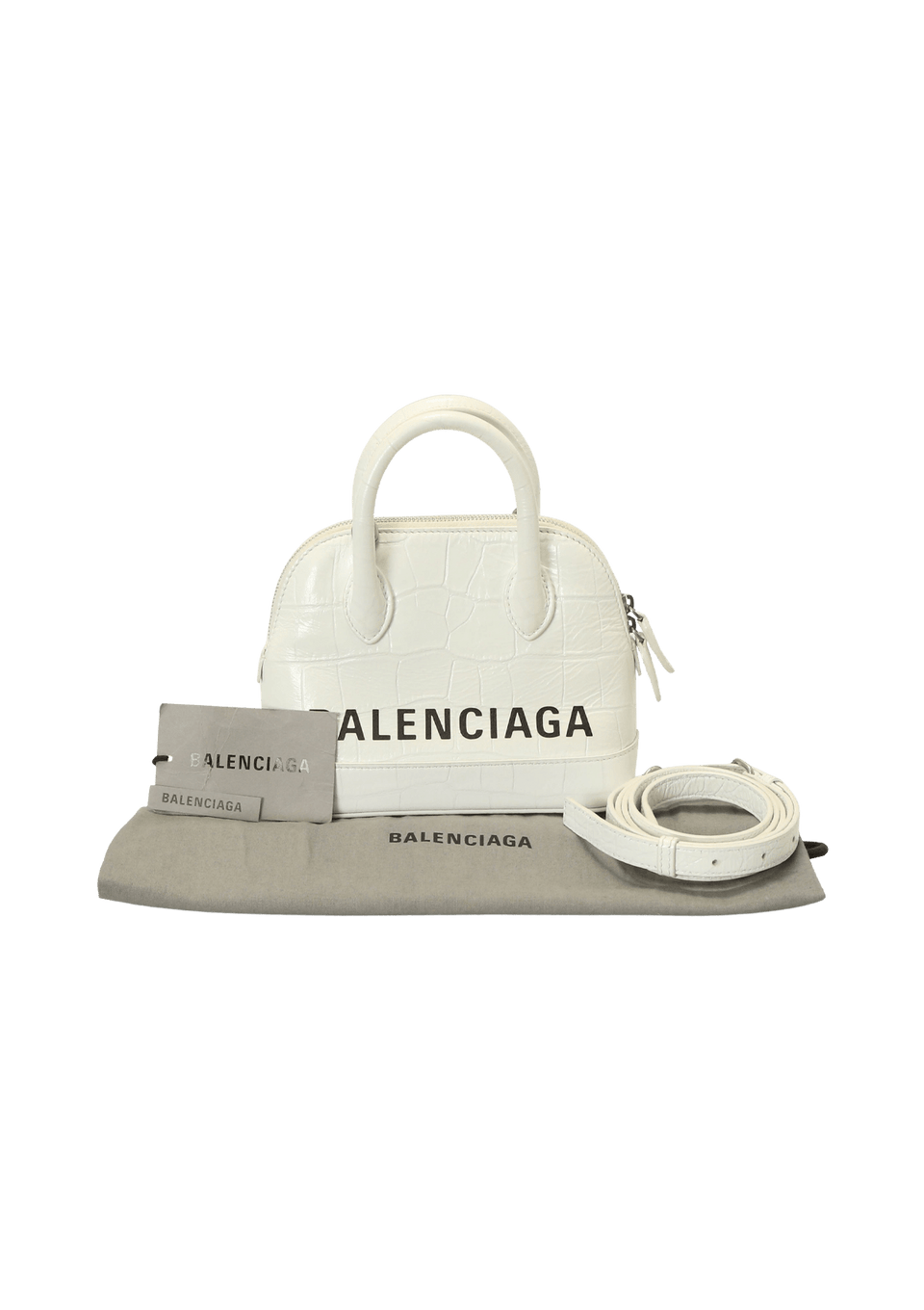 Bolsa Balenciaga XXS Ville Crocodile Embossed Bag Branco Original